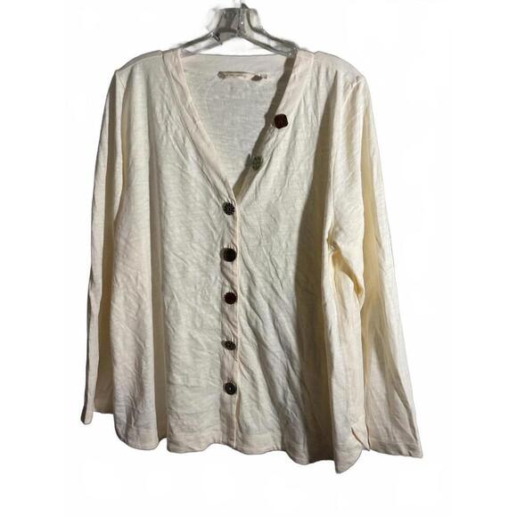 Soft Surroundings Tops - Soft Surroundings Danielle Cream Button-Up Top – Perfect Layering Piece P XL